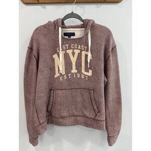 Aeropostale Women's NYC Graphic 1987 Hoodie Sweater Herringbone XL Y2K Skater